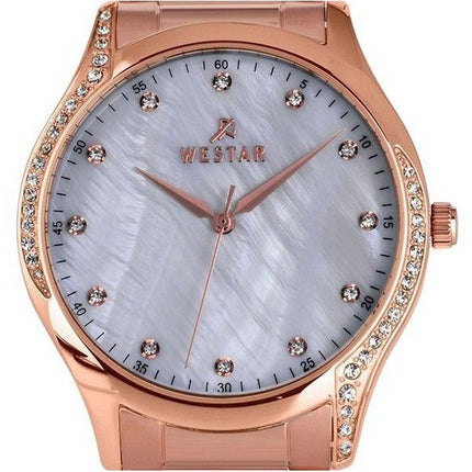 Westar Zing Crystal Accents Roségoldfarbener Edelstahl, weißes Perlmuttzifferblatt, Quarz 00127PPN611 Damenuhr