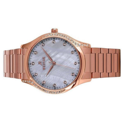 Westar Zing Crystal Accents Roségoldfarbener Edelstahl, weißes Perlmuttzifferblatt, Quarz 00127PPN611 Damenuhr