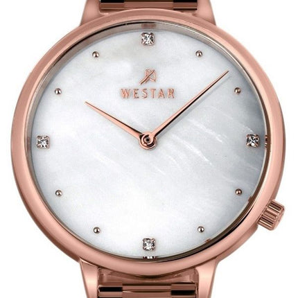 Westar Zing Crystal Accents Roségoldfarbener Edelstahl, weißes Perlmuttzifferblatt, Quarz 00135PPN611 Damenuhr