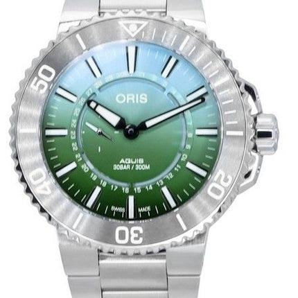 Oris Aquis Analog Limited Edition grünes Zifferblatt automatische Taucheruhr 01 743 7734 4197-Set 300M Herrenuhr mit Gummiarmban