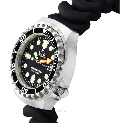 Ratio FreeDiver Version 02 Helium Safe 1000M Saphirquarz Schwarzes Zifferblatt 1038EF102V-BLK-V02 Herrenuhr