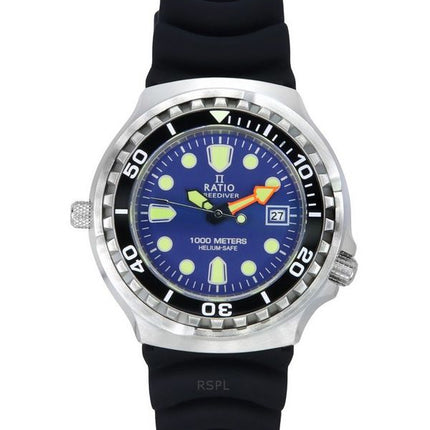 Ratio FreeDiver Version 03 Helium Safe 1000M Saphirquarz Blaues Zifferblatt 1038EF102V-BLU-V03 Herrenuhr