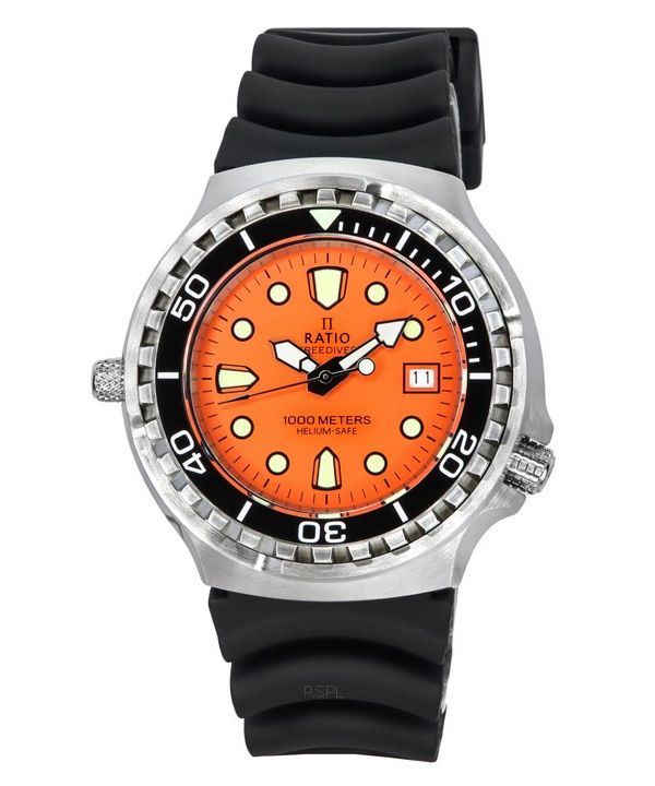 Ratio FreeDiver Helium Safe Saphir Quarz Orange Zifferblatt 1038EF102V-ORG Herren 1000M Uhr