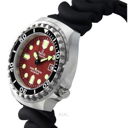 Ratio FreeDiver Version 02 Helium Safe 1000M Saphirquarz Rotes Zifferblatt 1038EF102V-RED-V02 Herrenuhr