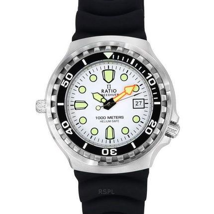 Ratio FreeDiver Version 02 Helium Safe 1000M Saphirquarz weißes Zifferblatt 1038EF102V-WHT-V02 Herrenuhr