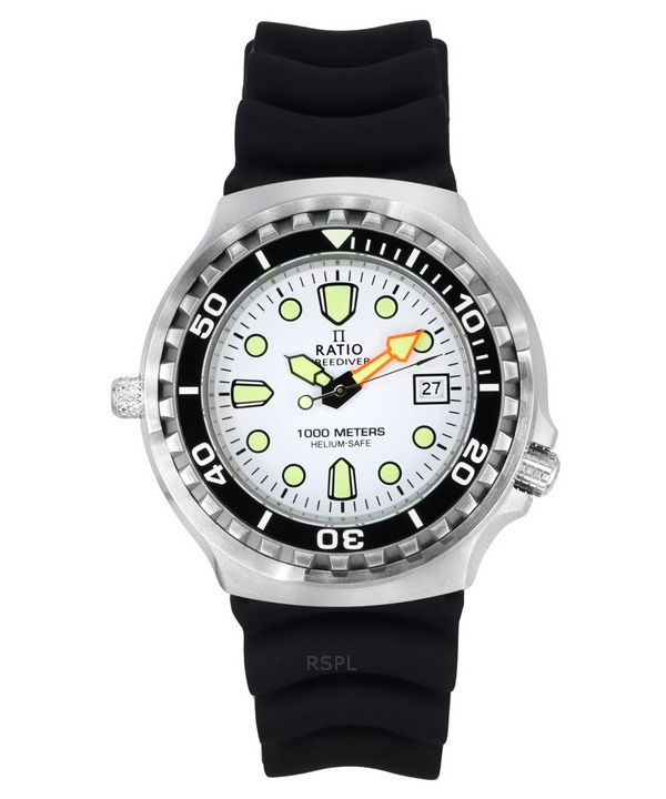 Ratio FreeDiver Version 02 Helium Safe 1000M Saphirquarz weißes Zifferblatt 1038EF102V-WHT-V02 Herrenuhr