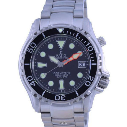 Ratio FreeDiver Helium Safe 1000M Schwarzes Zifferblatt Edelstahl Automatik 1066KE26-33VA-BLK Herrenuhr