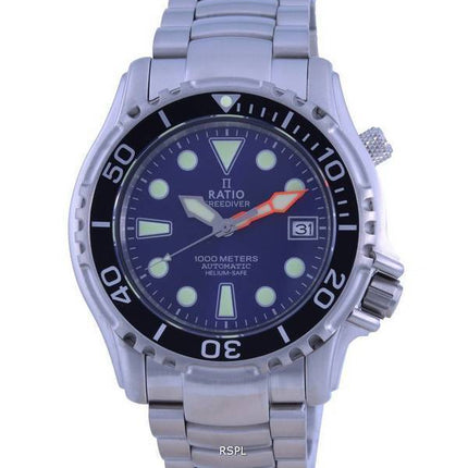 Ratio FreeDiver Helium Safe 1000M Blaues Zifferblatt Edelstahl Automatik 1066KE26-33VA-BLU Herrenuhr