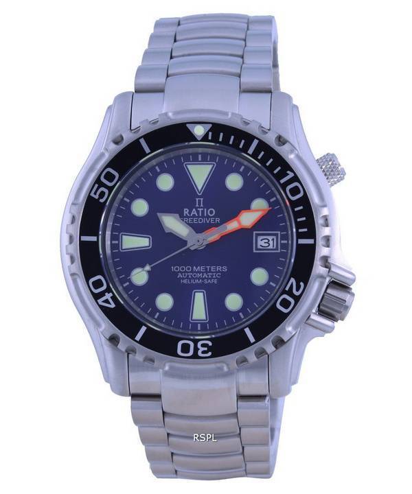 Ratio FreeDiver Helium Safe 1000M Blaues Zifferblatt Edelstahl Automatik 1066KE26-33VA-BLU Herrenuhr