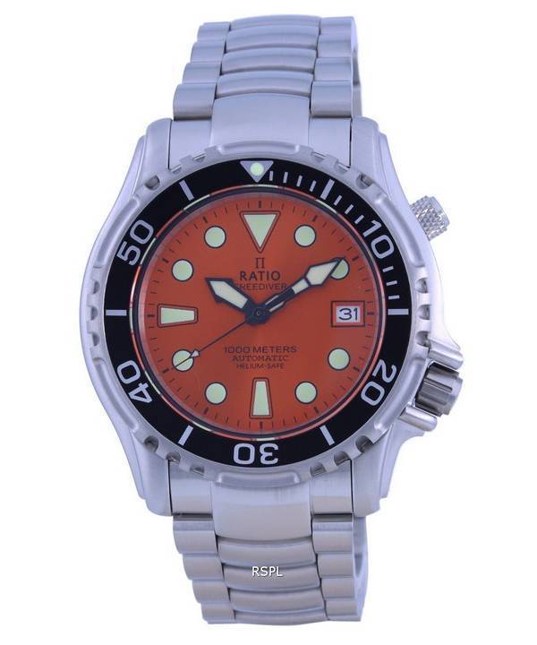 Ratio FreeDiver Helium Safe 1000M Orange Zifferblatt Edelstahl Automatik 1066KE26-33VA-ORG Herrenuhr