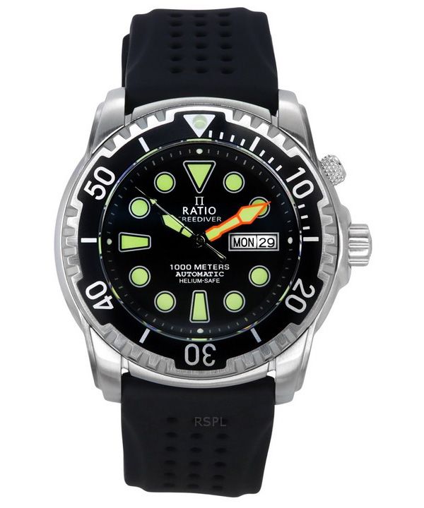 Ratio FreeDiver Version 02 Helium Safe 1000M Saphir Automatik schwarzes Zifferblatt 1068HA90-34VA-BLK-V02 Herrenuhr