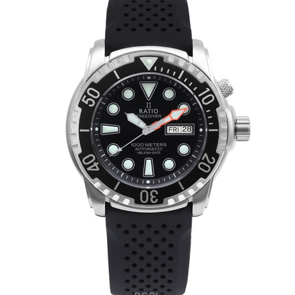 Verhältnis Free Diver Helium-Safe 1000M Saphir Automatik 1068HA90-34VA-BLK Herrenuhr