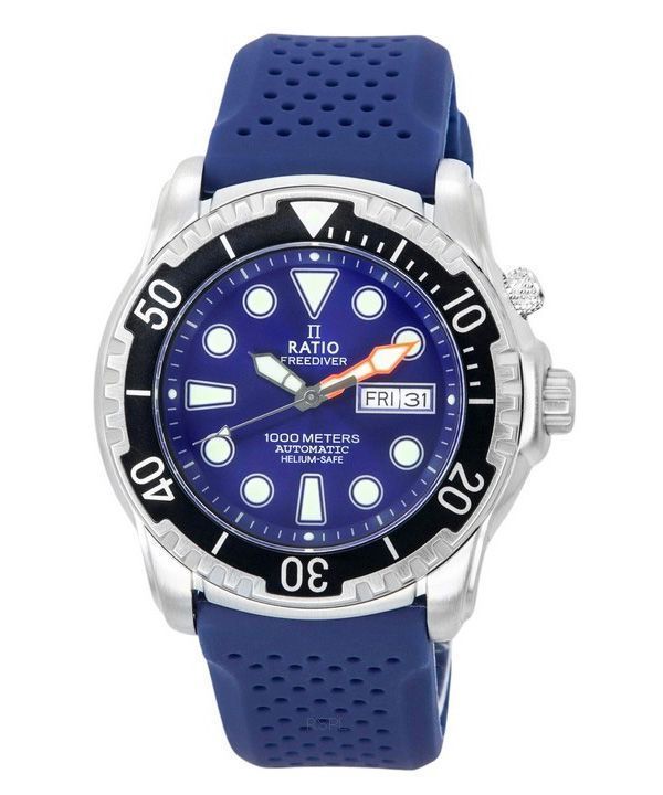 Verhältnis Free Diver Helium-Safe 1000M Saphir Automatik 1068HA90-34VA-BLU Herrenuhr