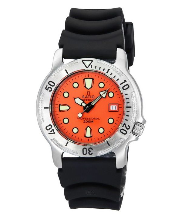 Ratio FreeDiver Professional Saphir-Orange-Zifferblatt Quarz 22AD202-ORG 200M Herrenuhr