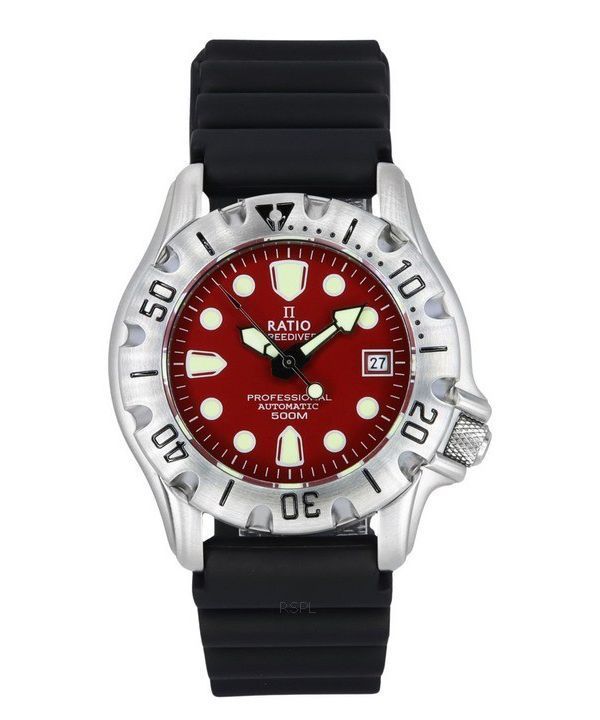 Ratio FreeDiver Professional 500M Saphirglas mit rotem Zifferblatt, automatische 32BJ202A-RED Herrenuhr