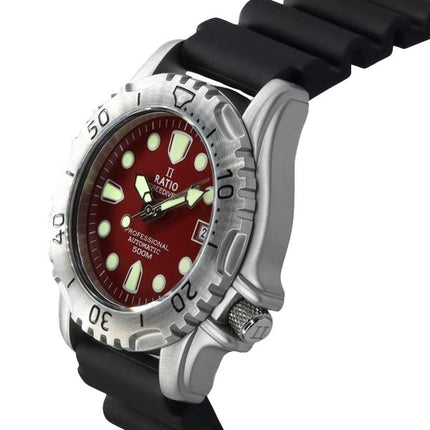 Ratio FreeDiver Professional 500M Saphirglas mit rotem Zifferblatt, automatische 32GS202A-RED Herrenuhr