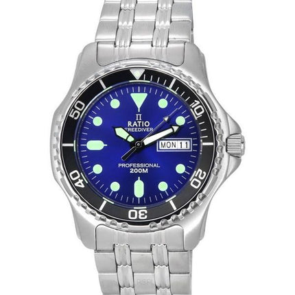 Ratio FreeDiver Professional Saphir Sunray blaues Zifferblatt Quarz 36JL140-BLU 200M Herrenuhr