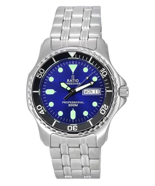 Ratio FreeDiver Professional Saphir Sunray blaues Zifferblatt Quarz 36JL140-BLU 200M Herrenuhr