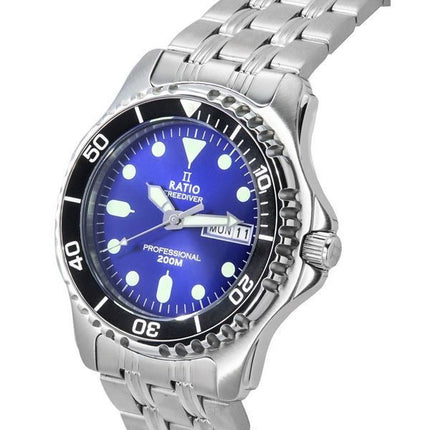 Ratio FreeDiver Professional Saphir Sunray blaues Zifferblatt Quarz 36JL140-BLU 200M Herrenuhr