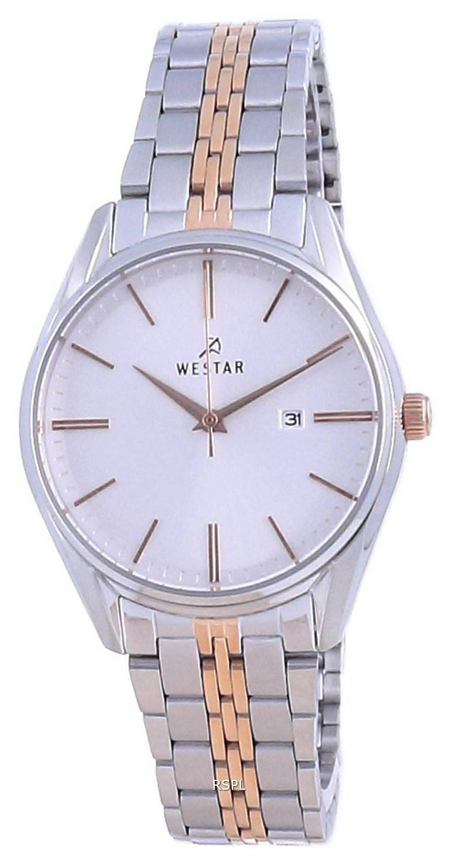 Westar Silver Dial Two Tone Edelstahl Quarz 40210 SPN 607 Damenuhr