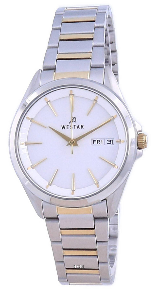 Westar White Dial Two Tone Edelstahl Quarz 40212 CBN 101 Damenuhr