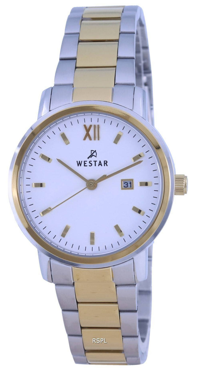 Westar White Dial Two Tone Edelstahl Quarz 40245 CBN 101 Damenuhr