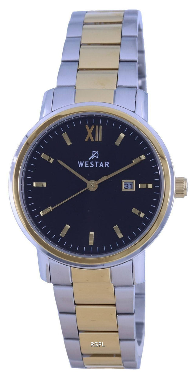 Westar Black Two Tone Edelstahl Quarz 40245 CBN 103 Damenuhr