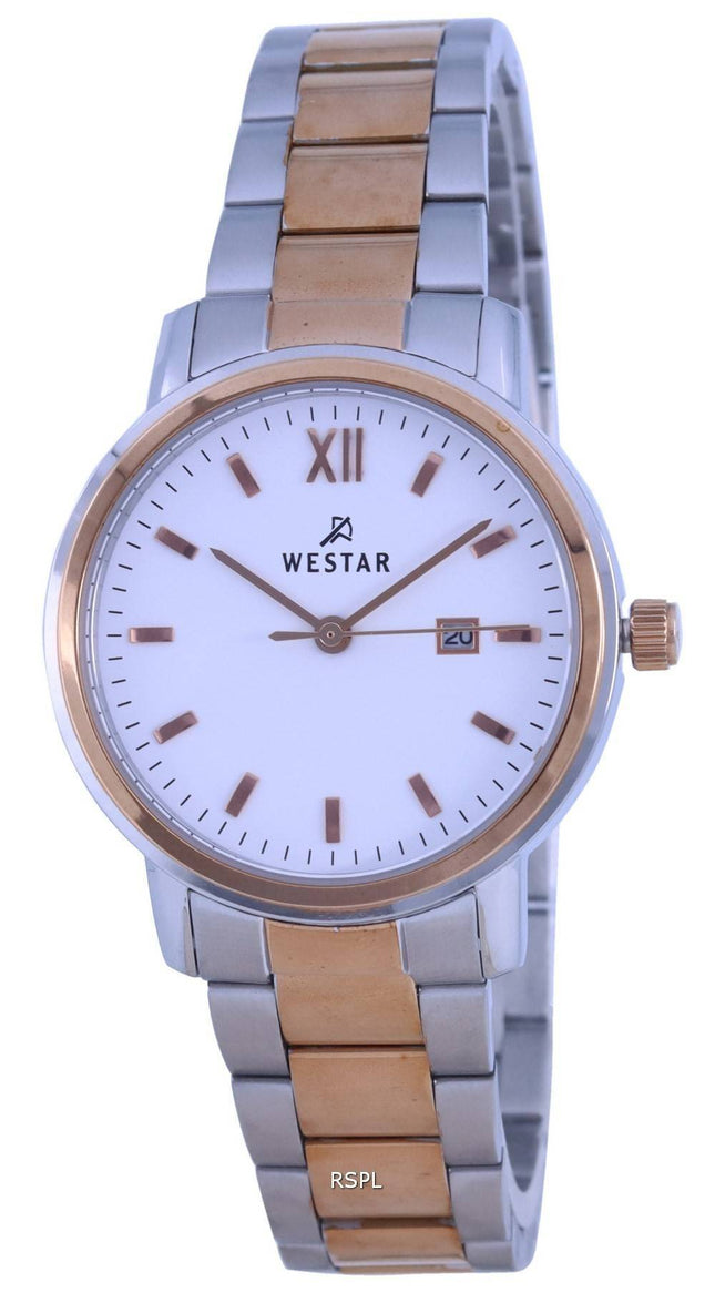 Westar White Dial Two Tone Edelstahl Quarz 40245 SPN 601 Damenuhr