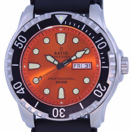 Ratio FreeDiver orange Zifferblatt PU-Armband Quarz 48HA90-02-ORG 500M Herrenuhr