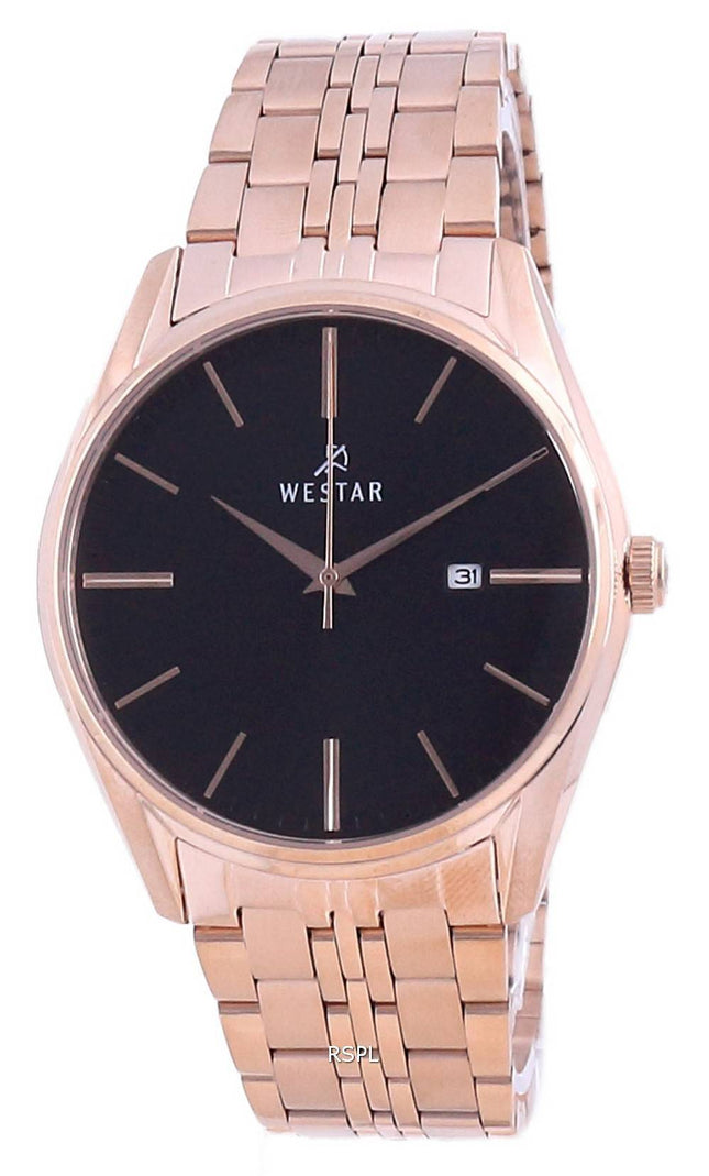 Westar Schwarzes Zifferblatt RosÃ©goldfarbener Edelstahl Quarz 50210 PPN 603 Herrenuhr