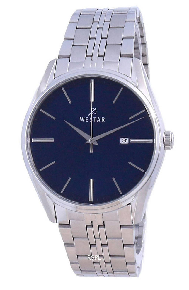 Westar blaues Zifferblatt Edelstahl Quarz 50210 STN 104 Herrenuhr