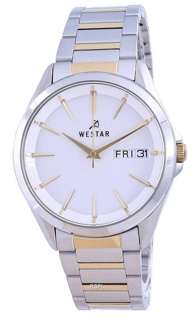 Westar White Dial Two Tone Edelstahl Quarz 50212 CBN 101 Herrenuhr