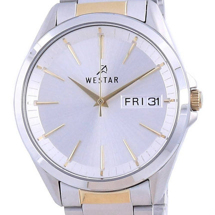 Westar Silver Dial Two Tone Edelstahl Quarz 50212 CBN 107 Herrenuhr