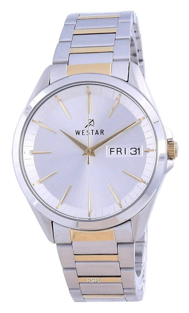 Westar Silver Dial Two Tone Edelstahl Quarz 50212 CBN 107 Herrenuhr