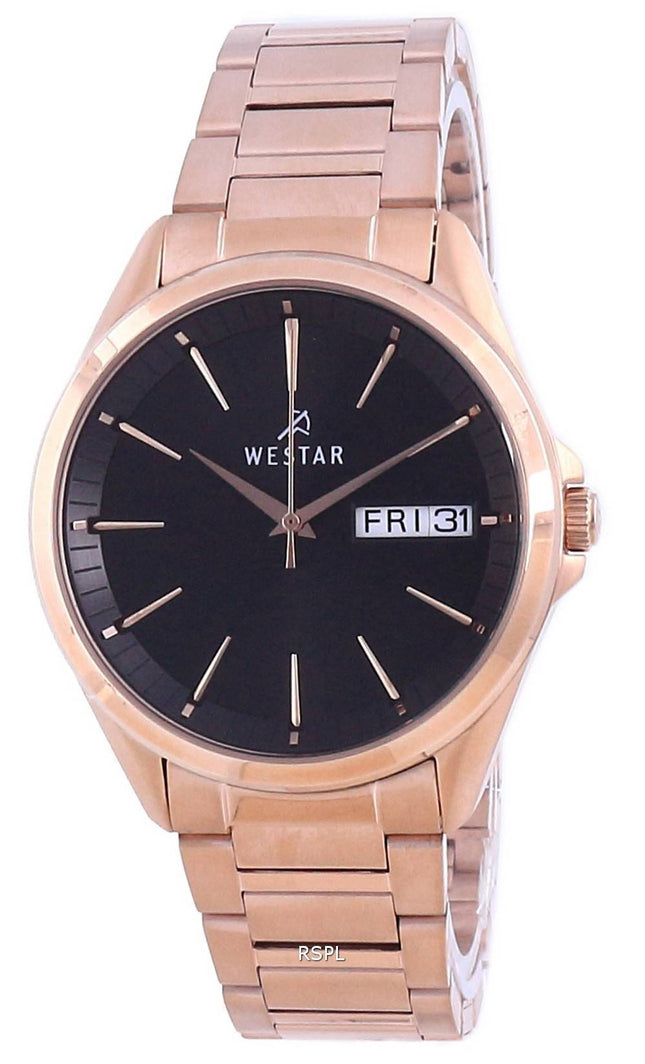 Westar Schwarzes Zifferblatt RosÃ©goldfarbener Edelstahl Quarz 50212 PPN 603 Herrenuhr