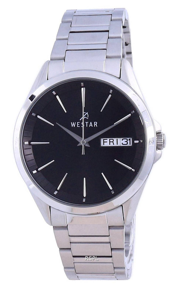 Westar Schwarzes Zifferblatt Edelstahl Quarz 50212 STN 103 Herrenuhr