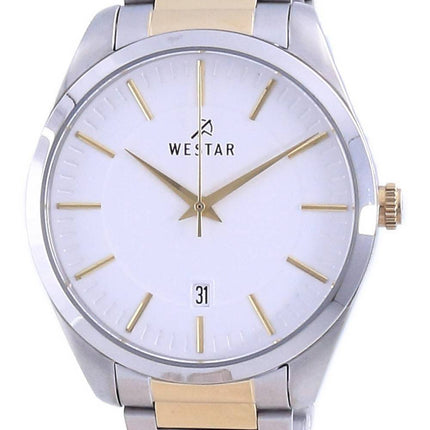 Westar White Dial Two Tone Edelstahl Quarz 50213 CBN 101 Herrenuhr