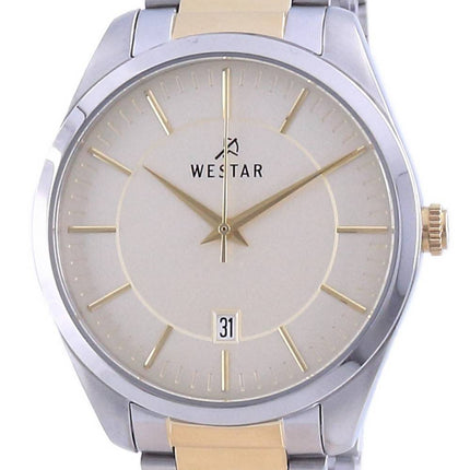 Westar Champagner Zifferblatt Zweifarbiger Edelstahl Quarz 50213 CBN 102 Herrenuhr