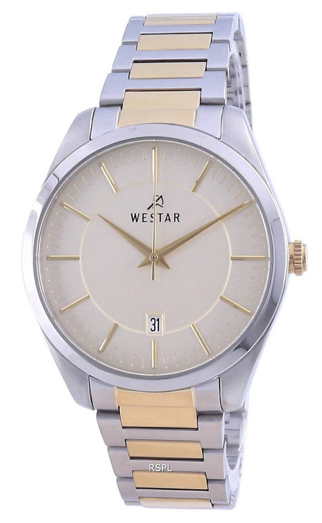 Westar Champagner Zifferblatt Zweifarbiger Edelstahl Quarz 50213 CBN 102 Herrenuhr