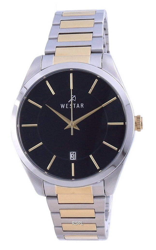 Westar Black Dial Two Tone Edelstahl Quarz 50213 CBN 103 Herrenuhr