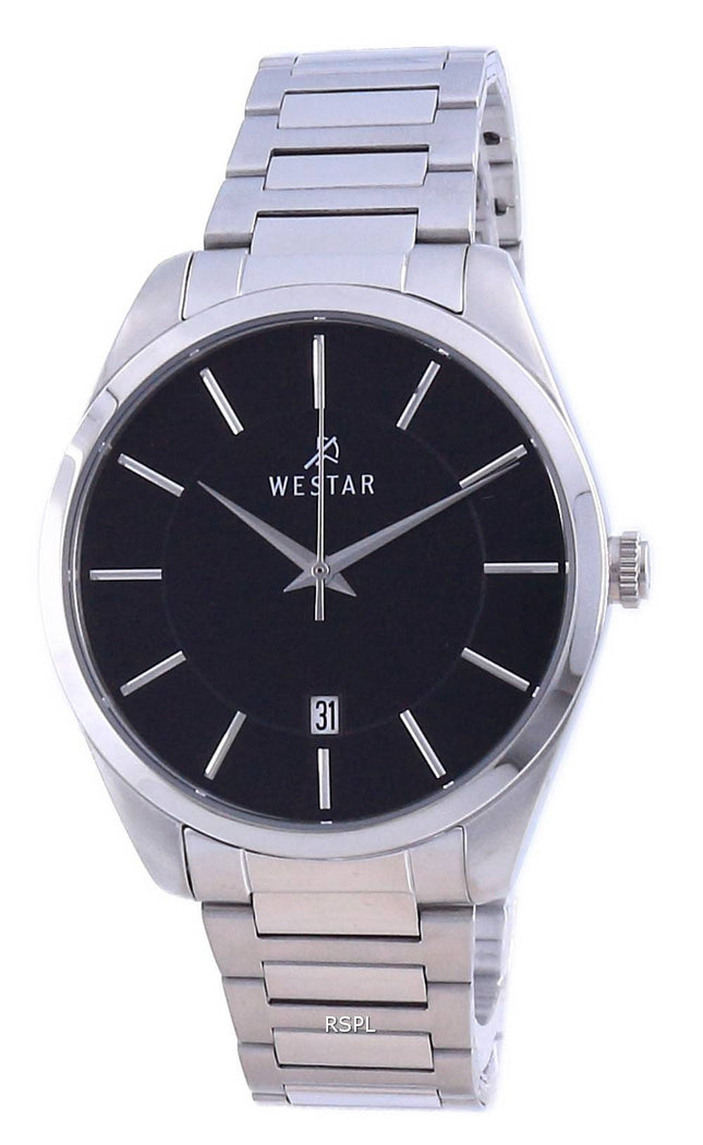 Westar Schwarzes Zifferblatt Edelstahl Quarz 50213 STN 103 Herrenuhr