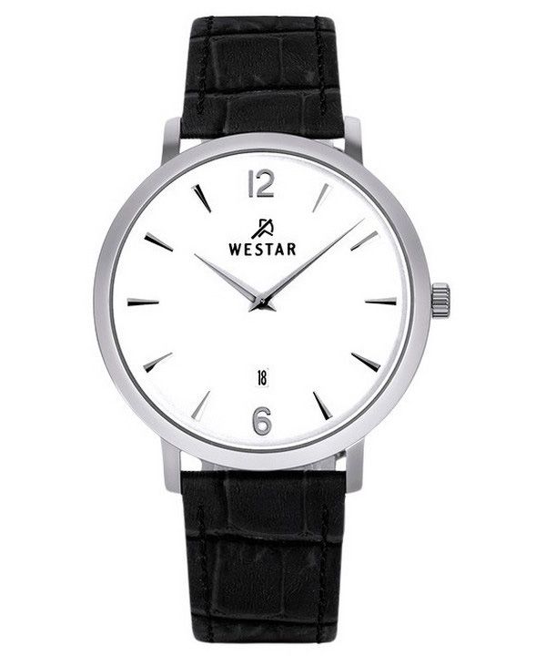 Westar Profile Lederarmband, weißes Zifferblatt, Quarz 50219STN101 Herrenuhr