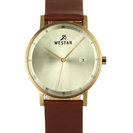 Westar Profile Lederarmband, helles Champagner-Zifferblatt, Quarz 50221GPN122 Herrenuhr