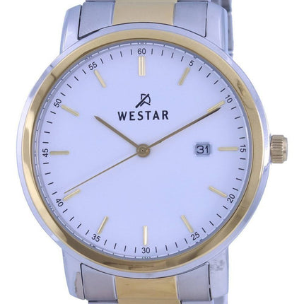 Westar White Dial Two Tone Edelstahl Quarz 50243 CBN 101 Herrenuhr