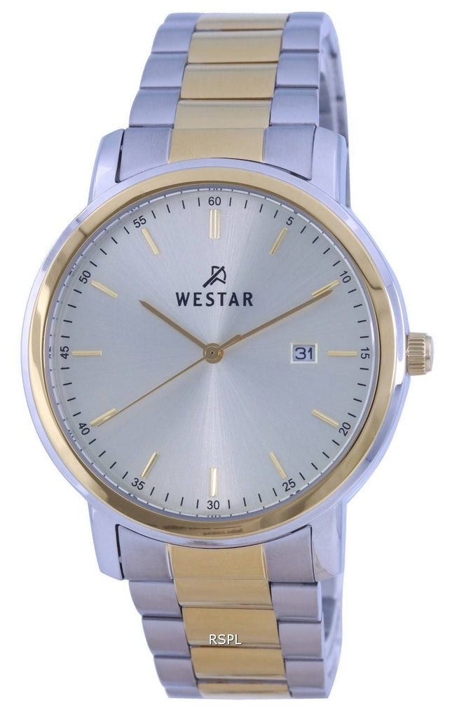 Westar Silver Dial Two Tone Edelstahl Quarz 50243 CBN 102 Herrenuhr