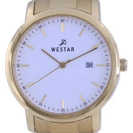 Westar WeiÃes Zifferblatt Goldfarbener Edelstahl Quarz 50243 GPN 101 Herrenuhr