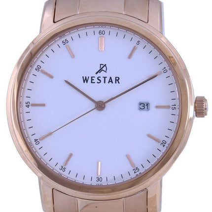 Westar WeiÃes Zifferblatt RosÃ©goldfarbener Edelstahl Quarz 50243 PPN 601 Herrenuhr