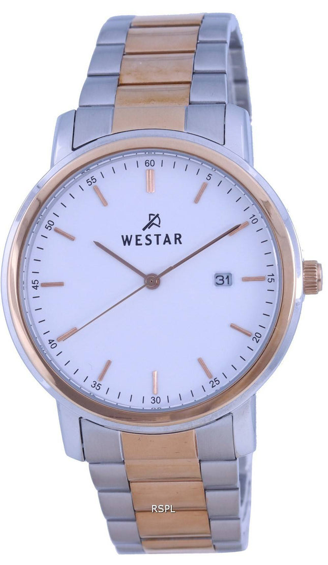 Westar White Dial Two Tone Edelstahl Quarz 50243 SPN 601 Herrenuhr