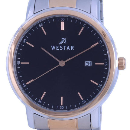 Westar Black Dial Two Tone Edelstahl Quarz 50243 SPN 603 Herrenuhr