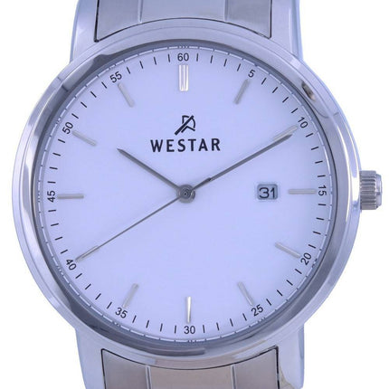 Westar weiÃes Zifferblatt Edelstahl Quarz 50243 STN 101 Herrenuhr